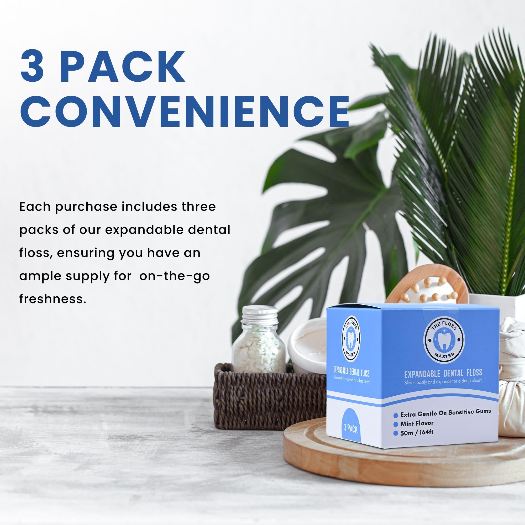 Travel-friendly 3-pack dental floss set