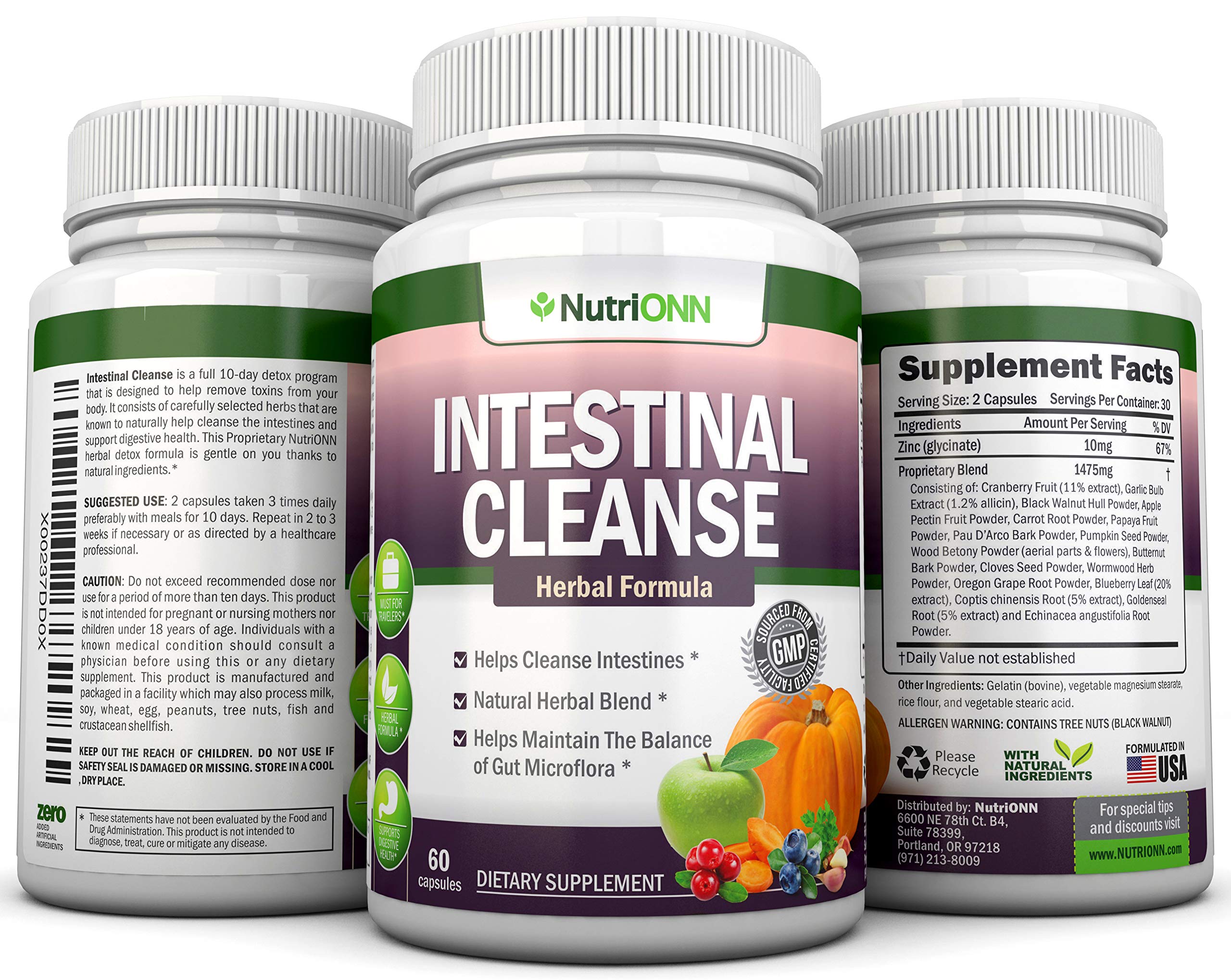 Travel-friendly bottle of Intestinal Cleanse for on-the-go detox