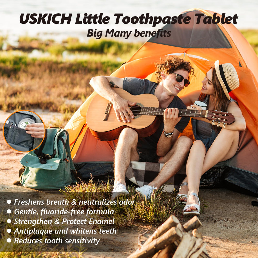 Travel-friendly toothpaste tablets on the go