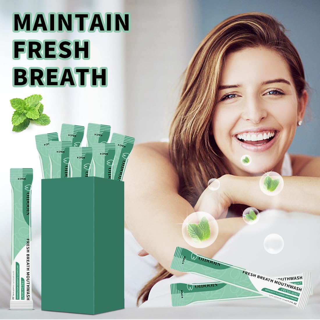 Mint flavored travel mouthwash for on-the-go freshness