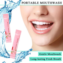 Individual travel mouthwash sachets displayed