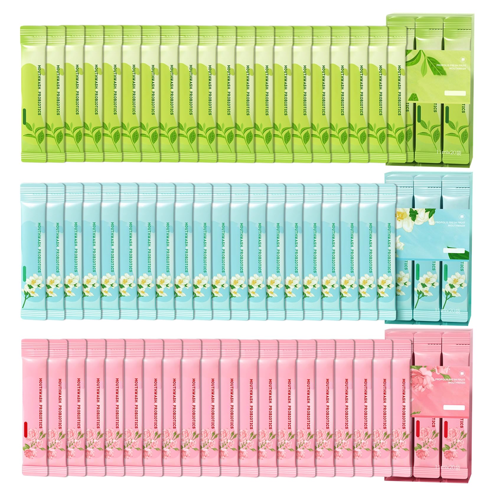 Travel size mouthwash kit with 60 sachets