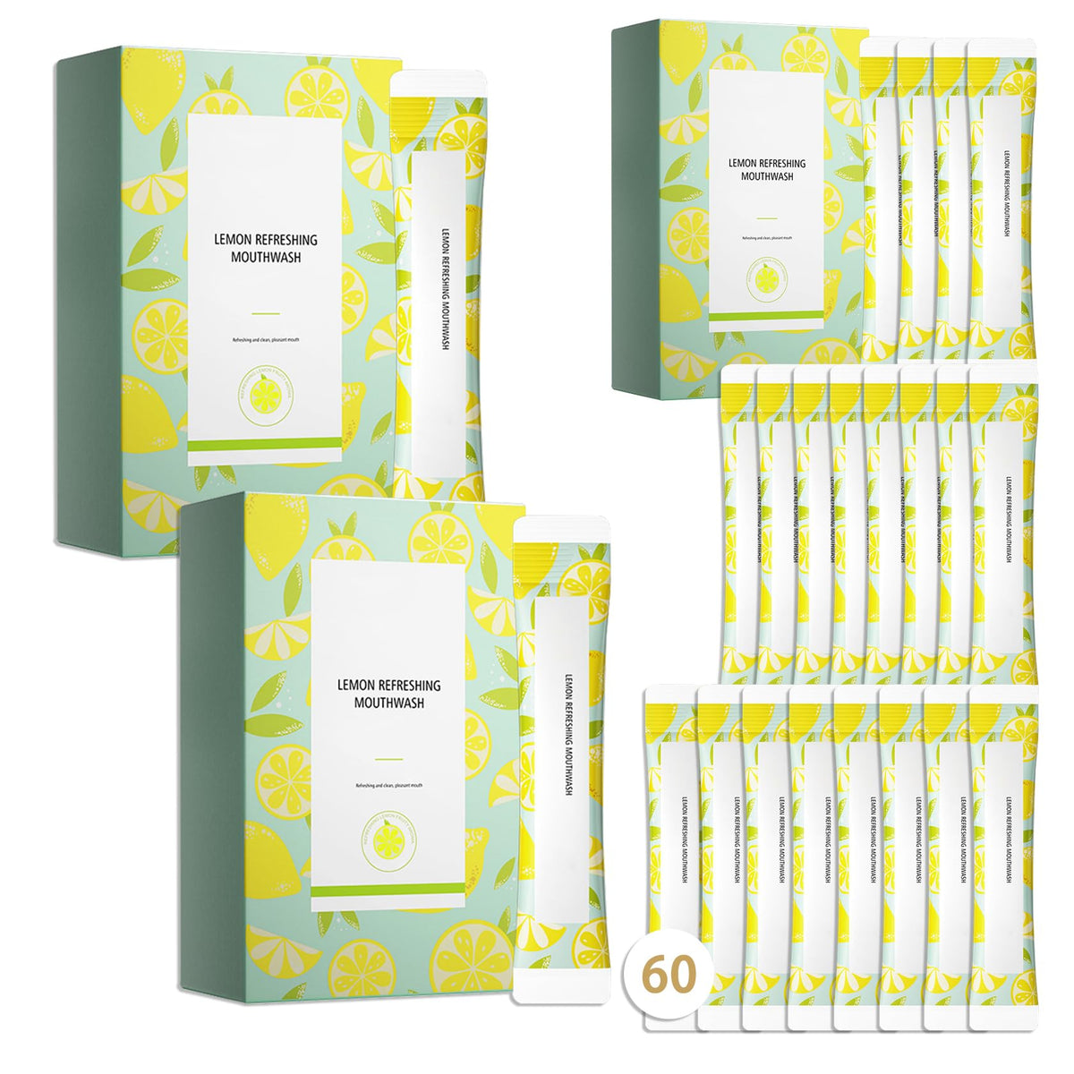 Mini travel mouthwash kit with 60 sachets