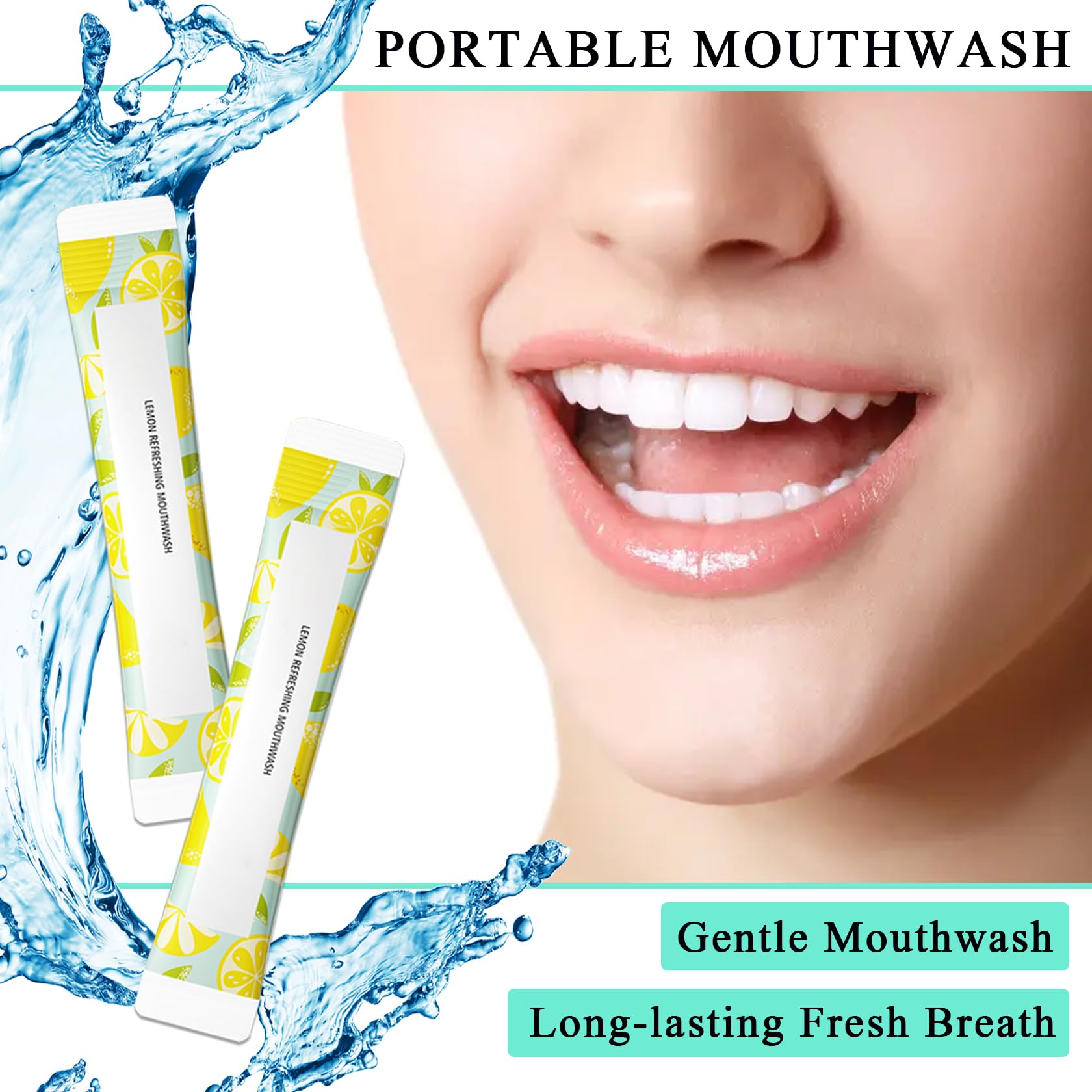 60 travel mouthwash sachets for on-the-go fresh breath