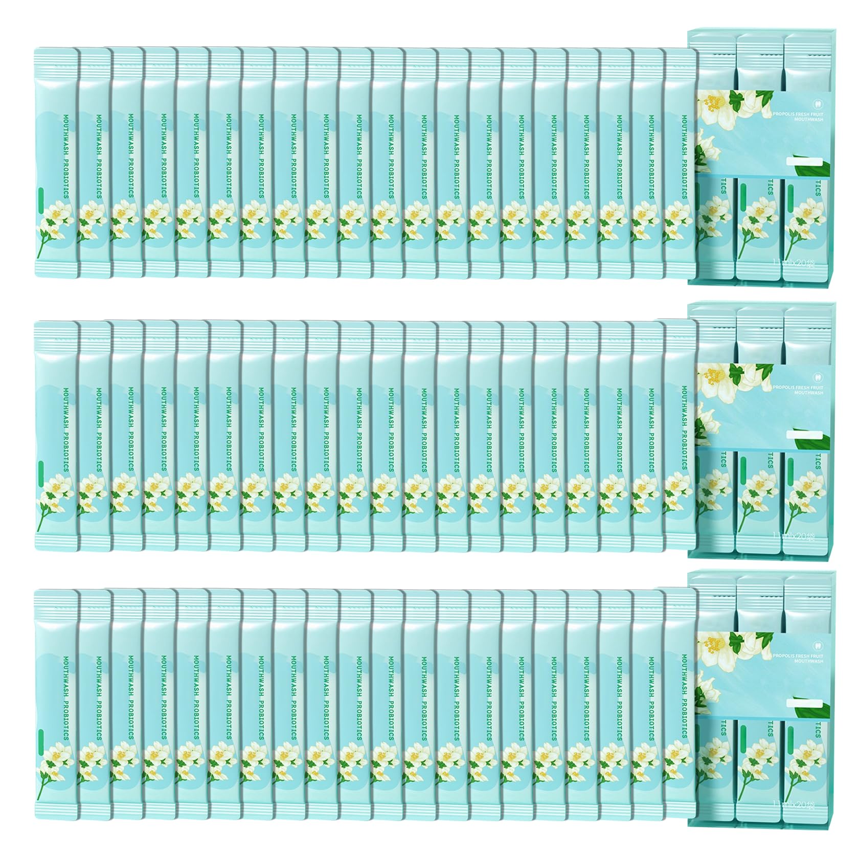 Travel size mouthwash pack of 60 individual sachets