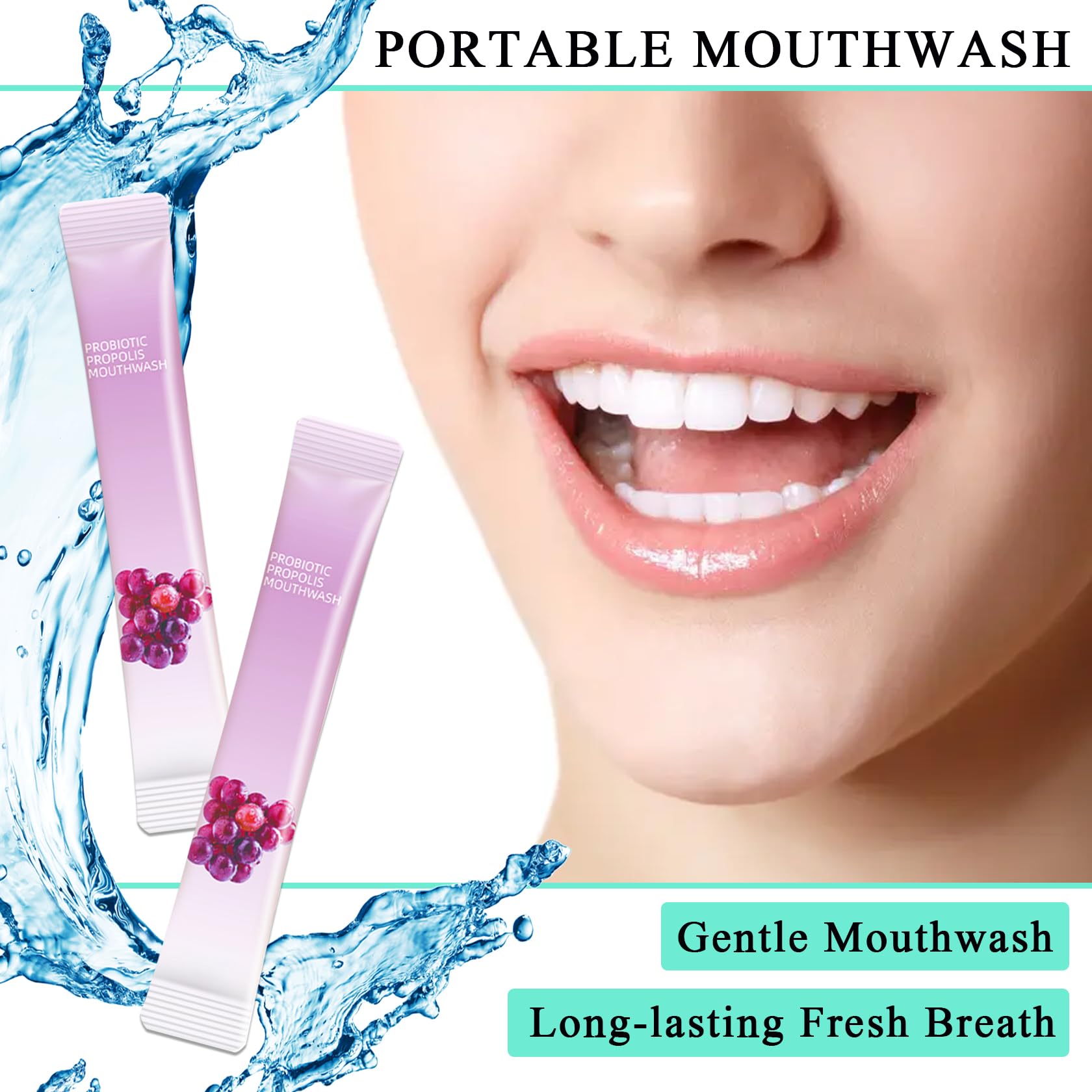 Portable travel mouthwash sachets for on-the-go fresh breath