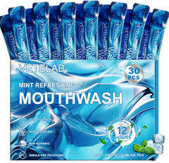 Box of travel size mouthwash packets 30-pack