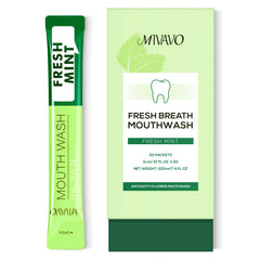Travel size mint mouthwash strips box and packaging