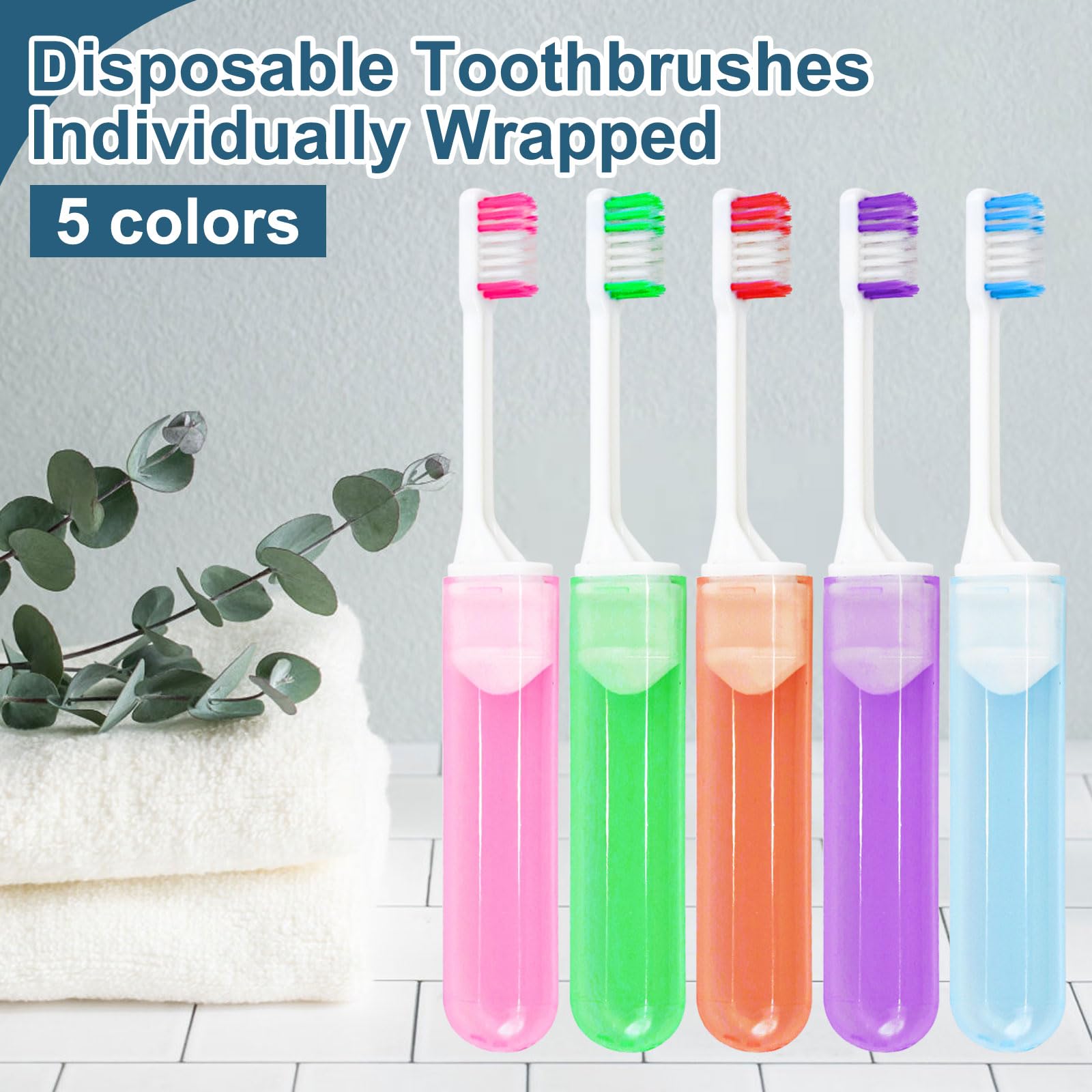 Pink travel size folding disposable toothbrush with cover
