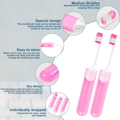 Green travel size folding disposable toothbrush with cover