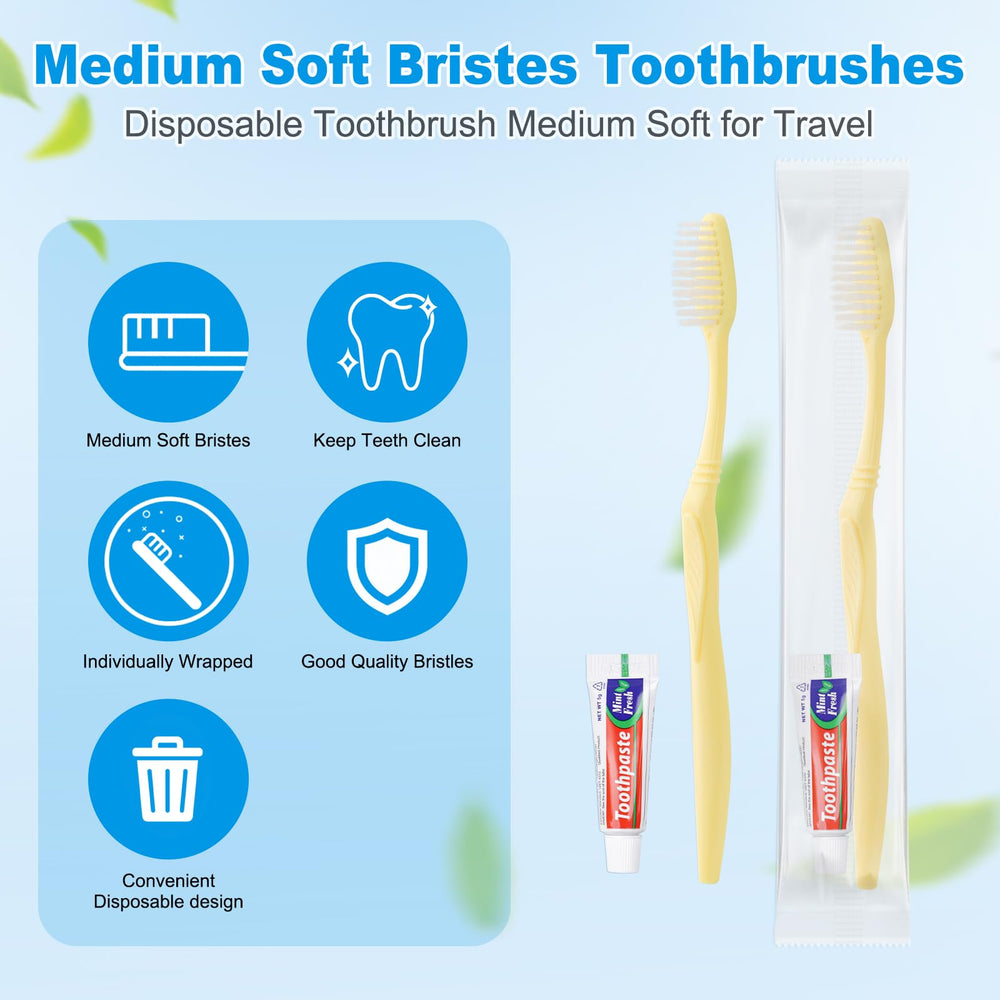 Travel-size toothbrush with toothpaste included, 30-pack