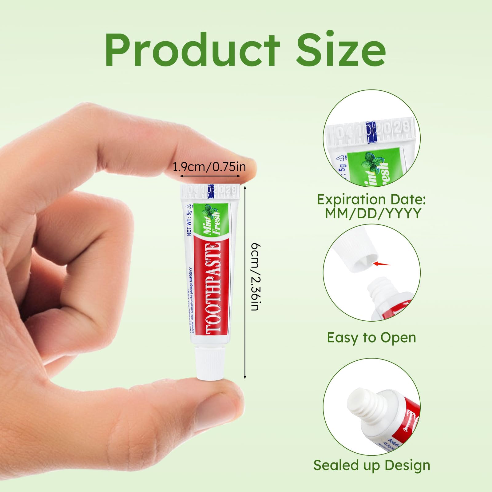 Single-use mint toothpaste tube for travel (5 g)