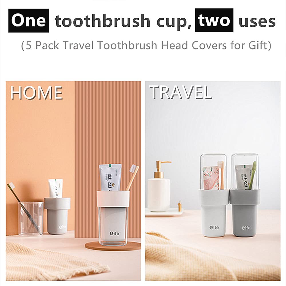 Detachable cup used as toothbrush organizer; compact travel setup