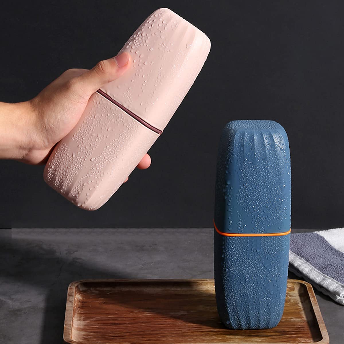 Eco-friendly BPA-free material close-up of toothbrush case
