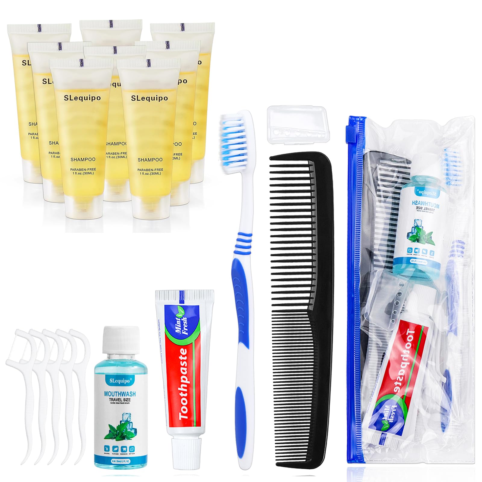 Slequipo 30-set travel toothbrush kit packaging