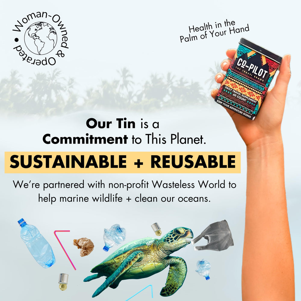 Eco-friendly travel tin container for vitamins