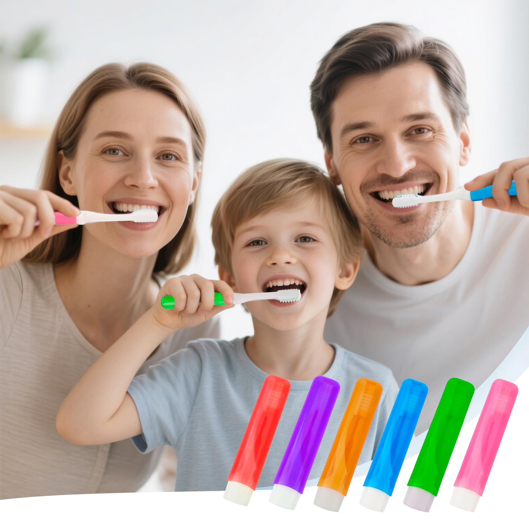 Assorted color toothbrushes in travel kit