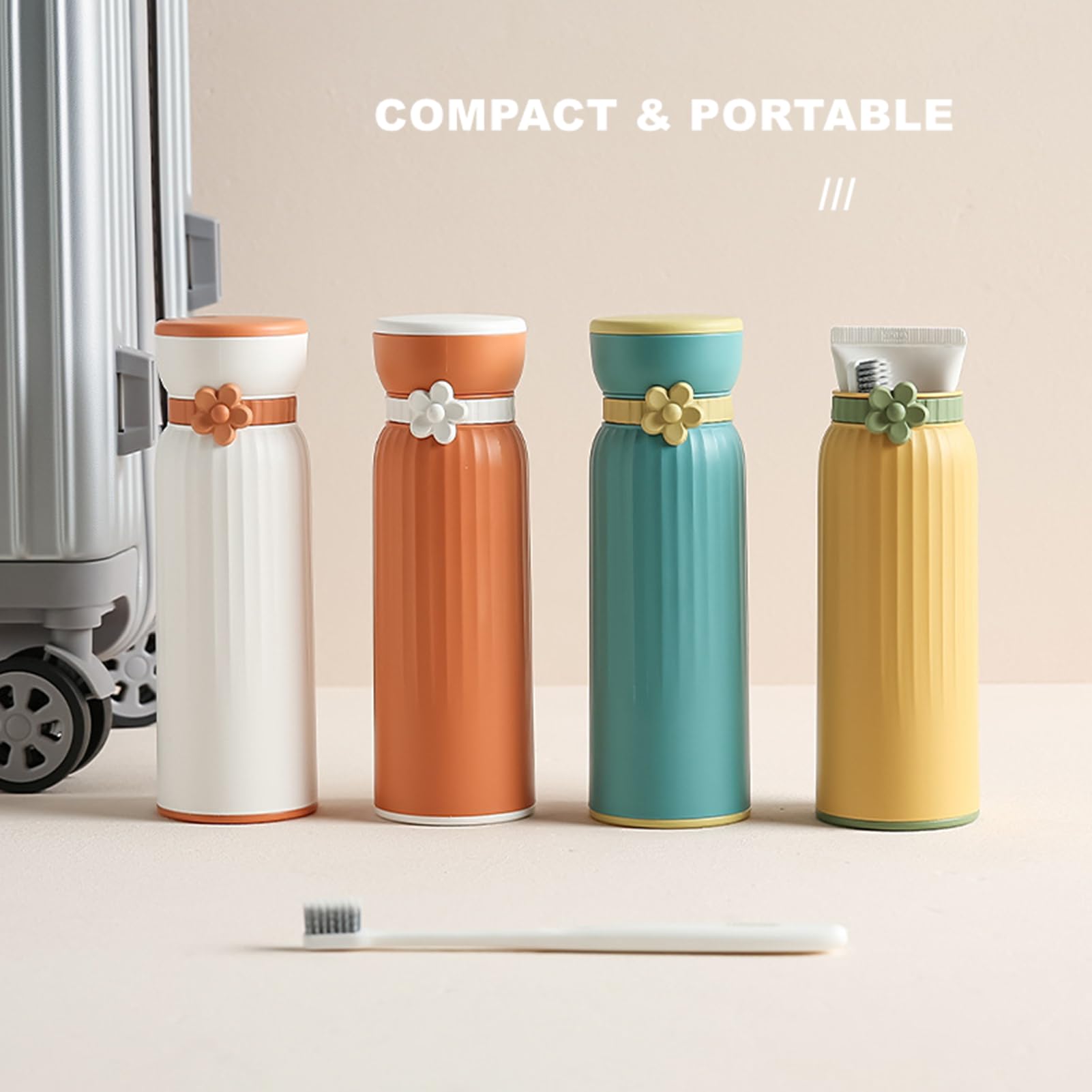Large capacity travel toothbrush container with space for toothpaste