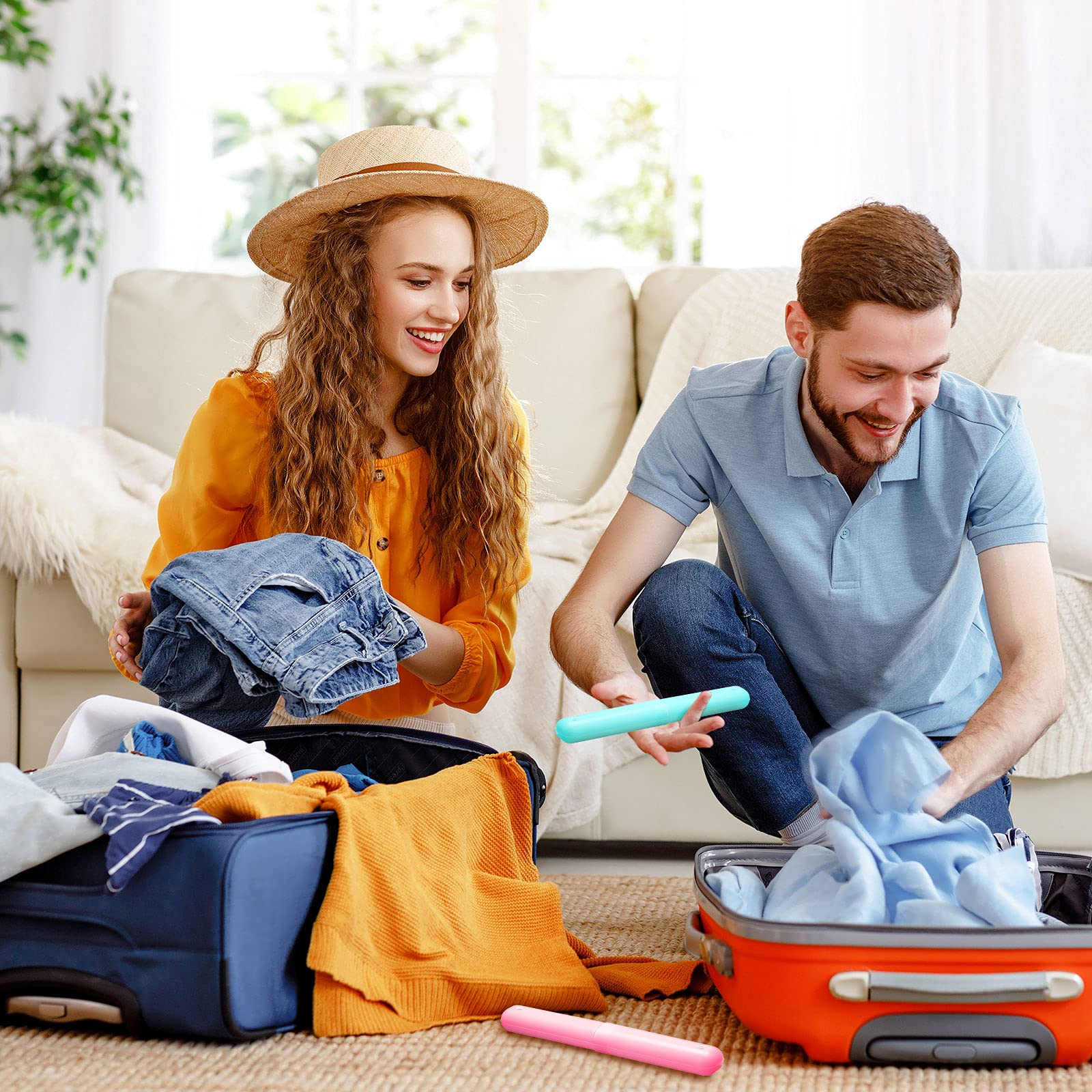 Travel toothbrush holder case yellow color