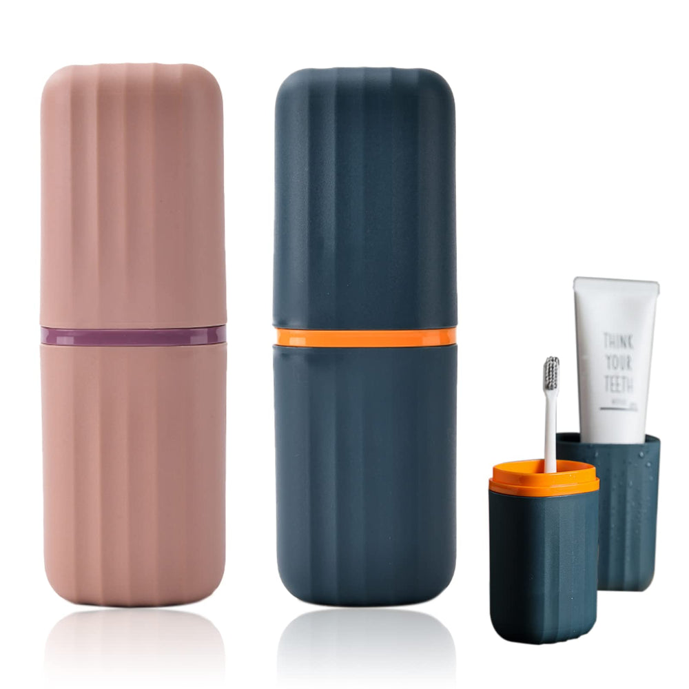 Navy blue travel toothbrush case front view