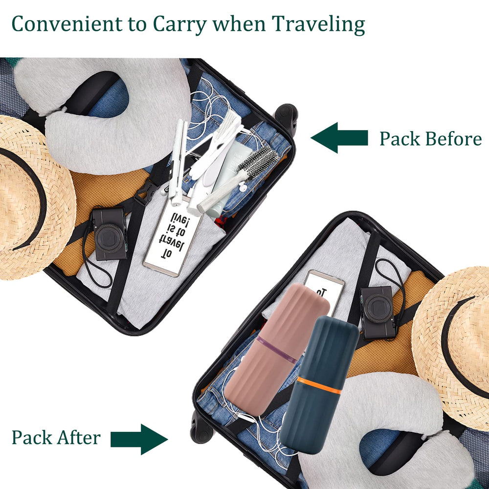 Two-pack travel toothbrush cases for travel and school