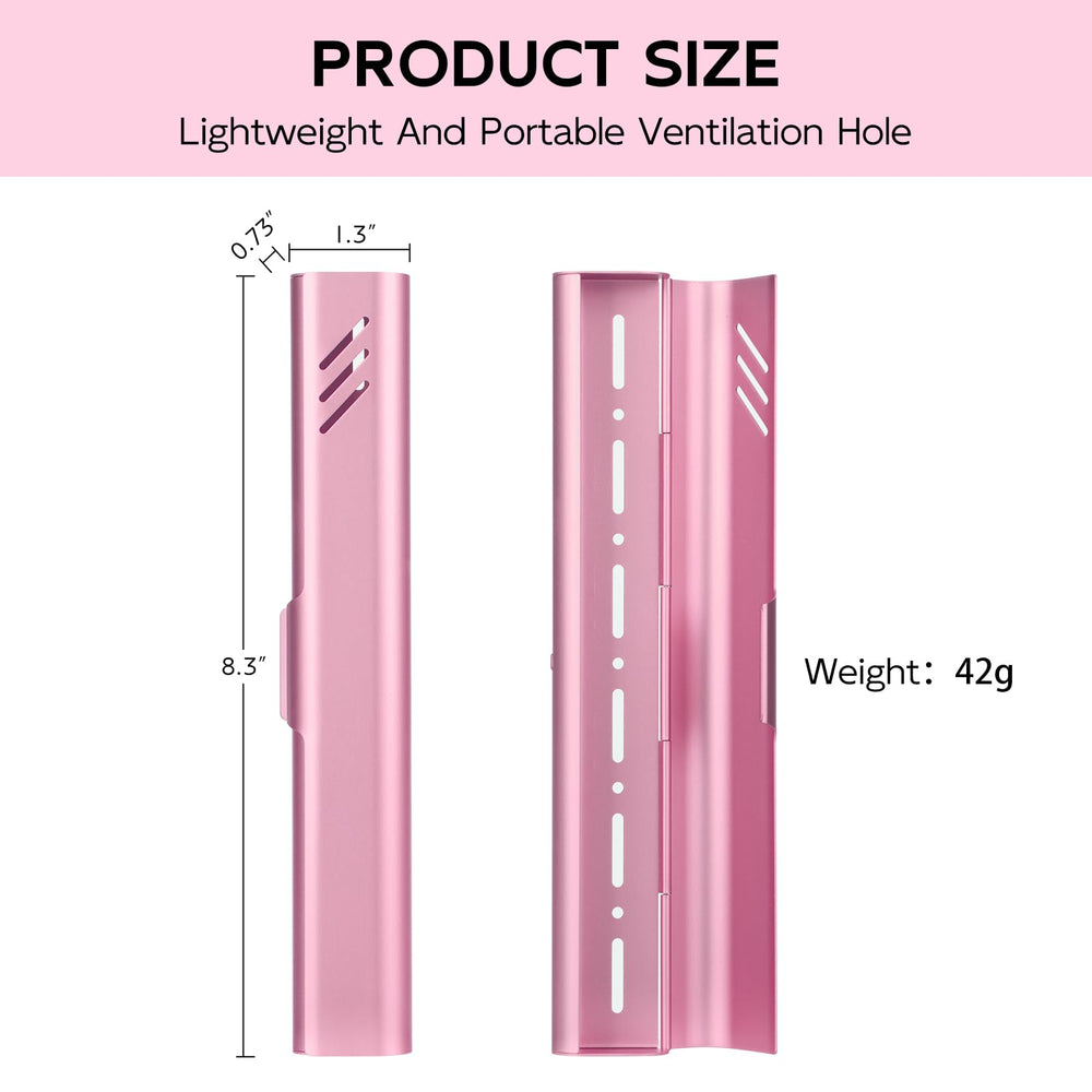Pink aluminum toothbrush holder - side view