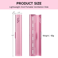 Pink aluminum toothbrush holder - side view