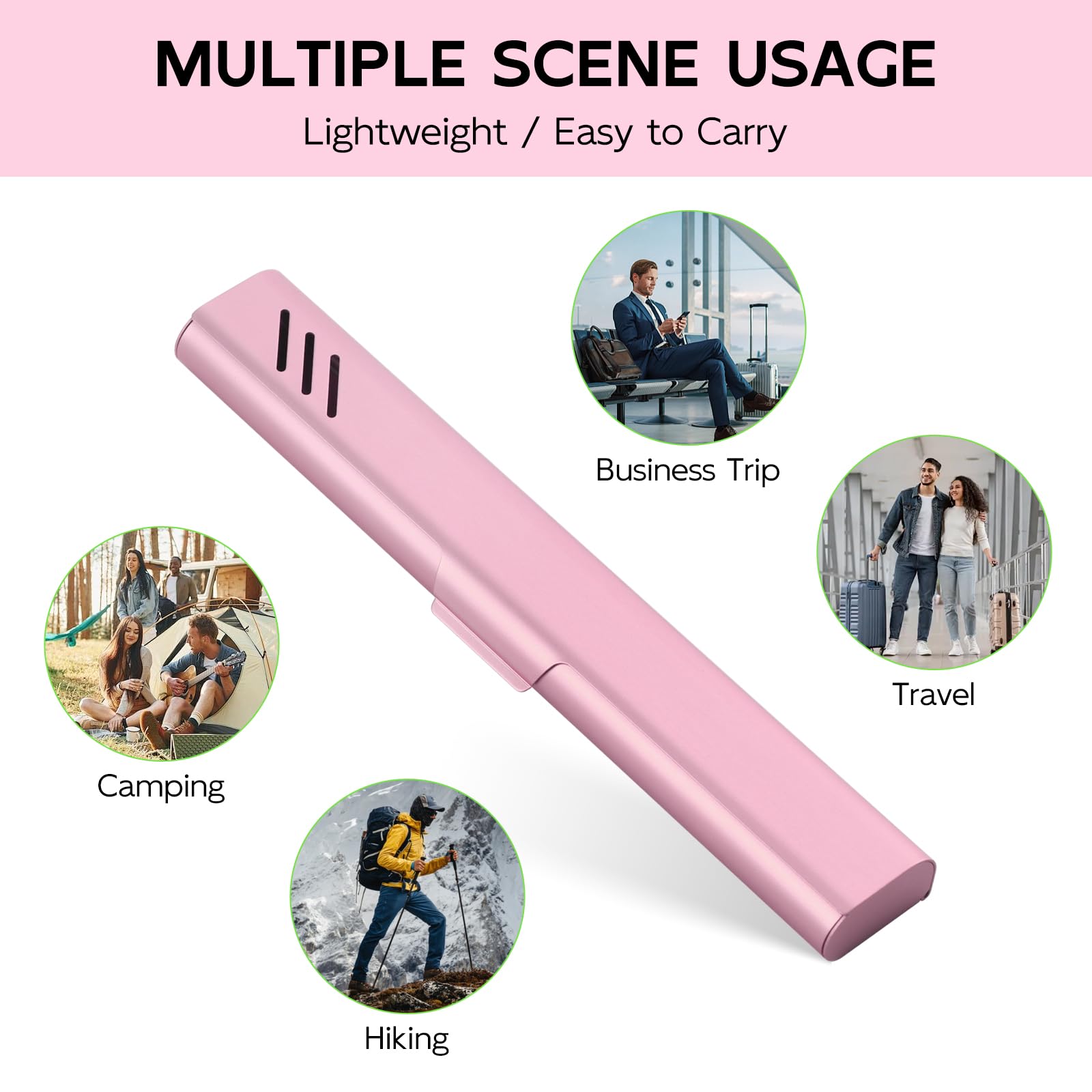 Gift-ready pink travel toothbrush case