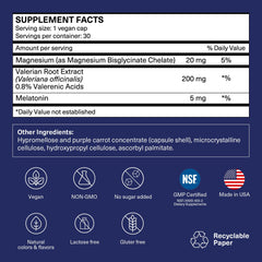 Melatonin 5 mg ingredient label for TRAVELSANA Sleep Well