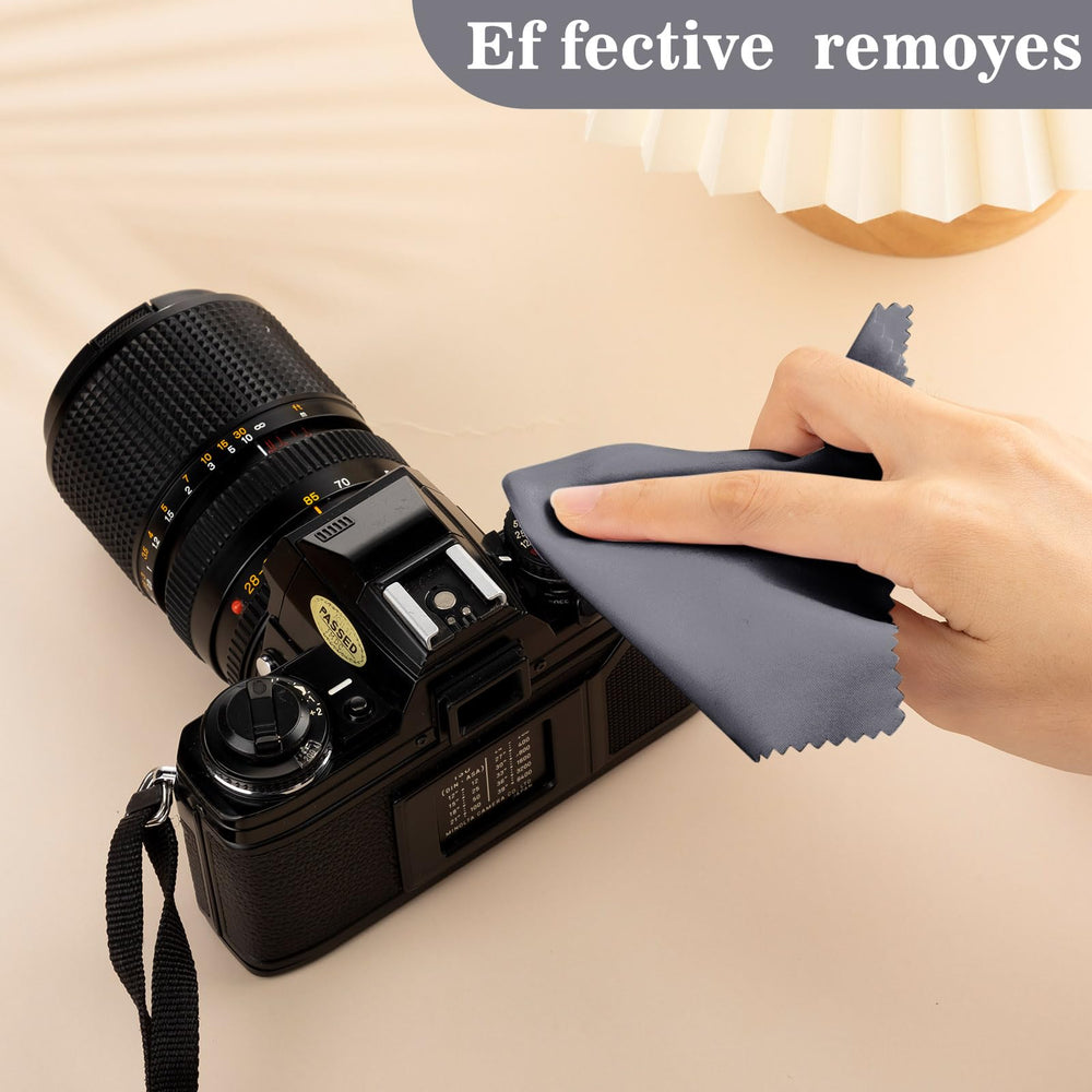 Cloth cleaning camera lens and laptop screens