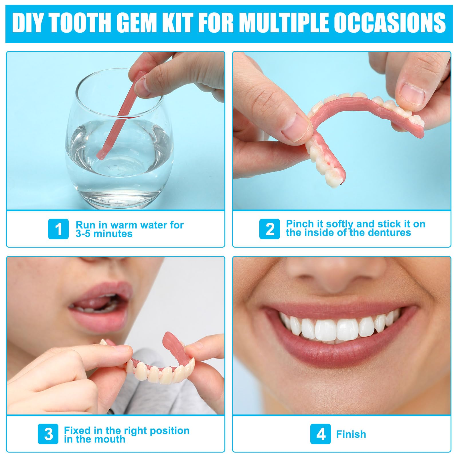 All components of TrelaCo denture kit laid out