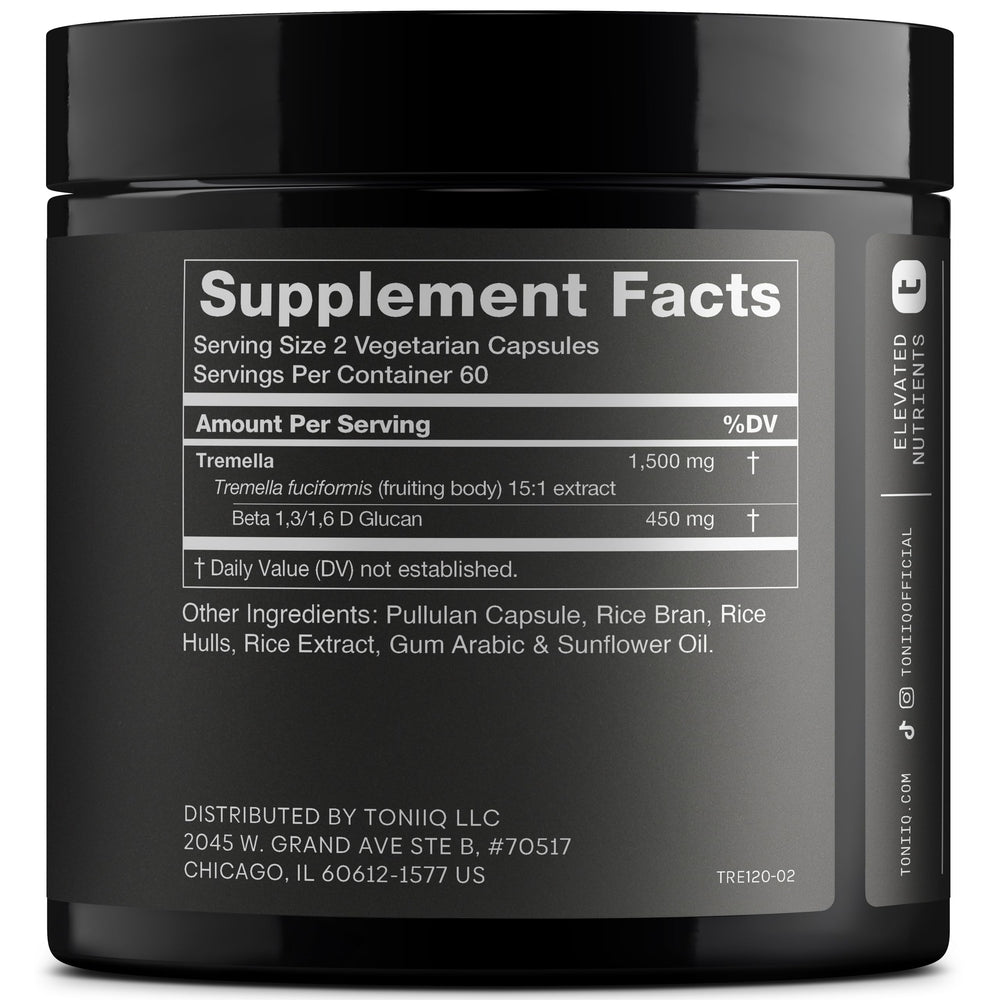 Close-up of Tremella 30% beta glucans highlighting high bioactive concentration