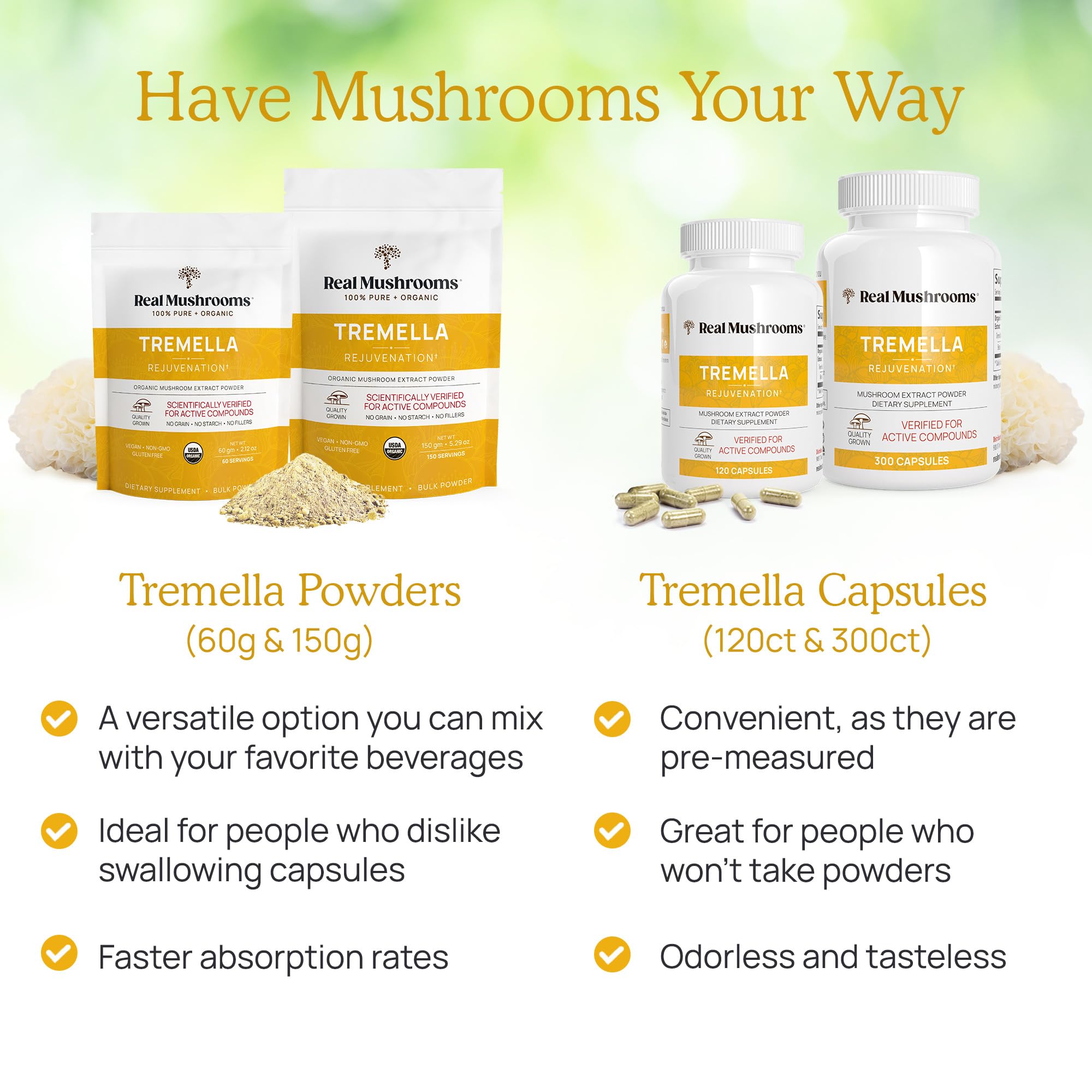 Serving suggestion: two Tremella capsules with a glass of water