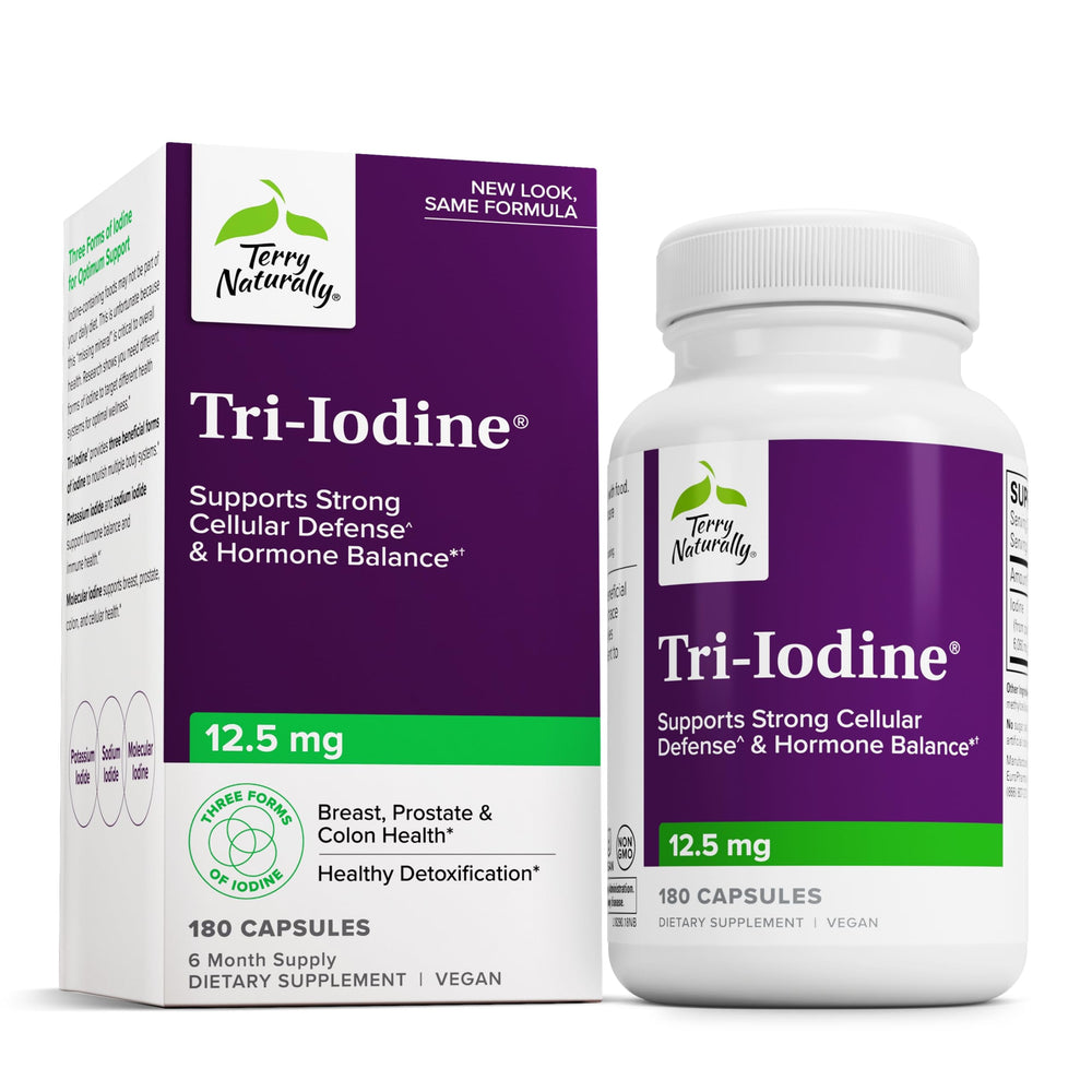 Terry Naturally Tri-Iodine bottle with 180 capsules