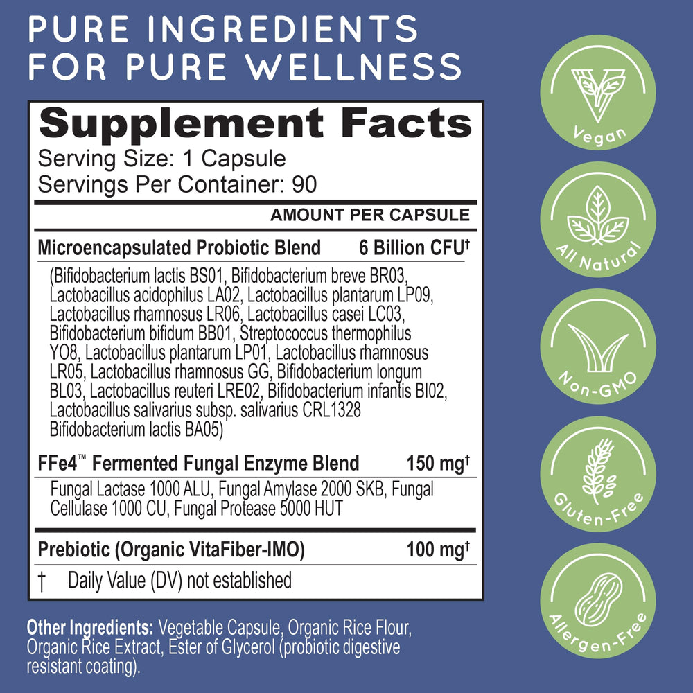 Graphic illustration of 6 Billion CFU microencapsulated probiotics