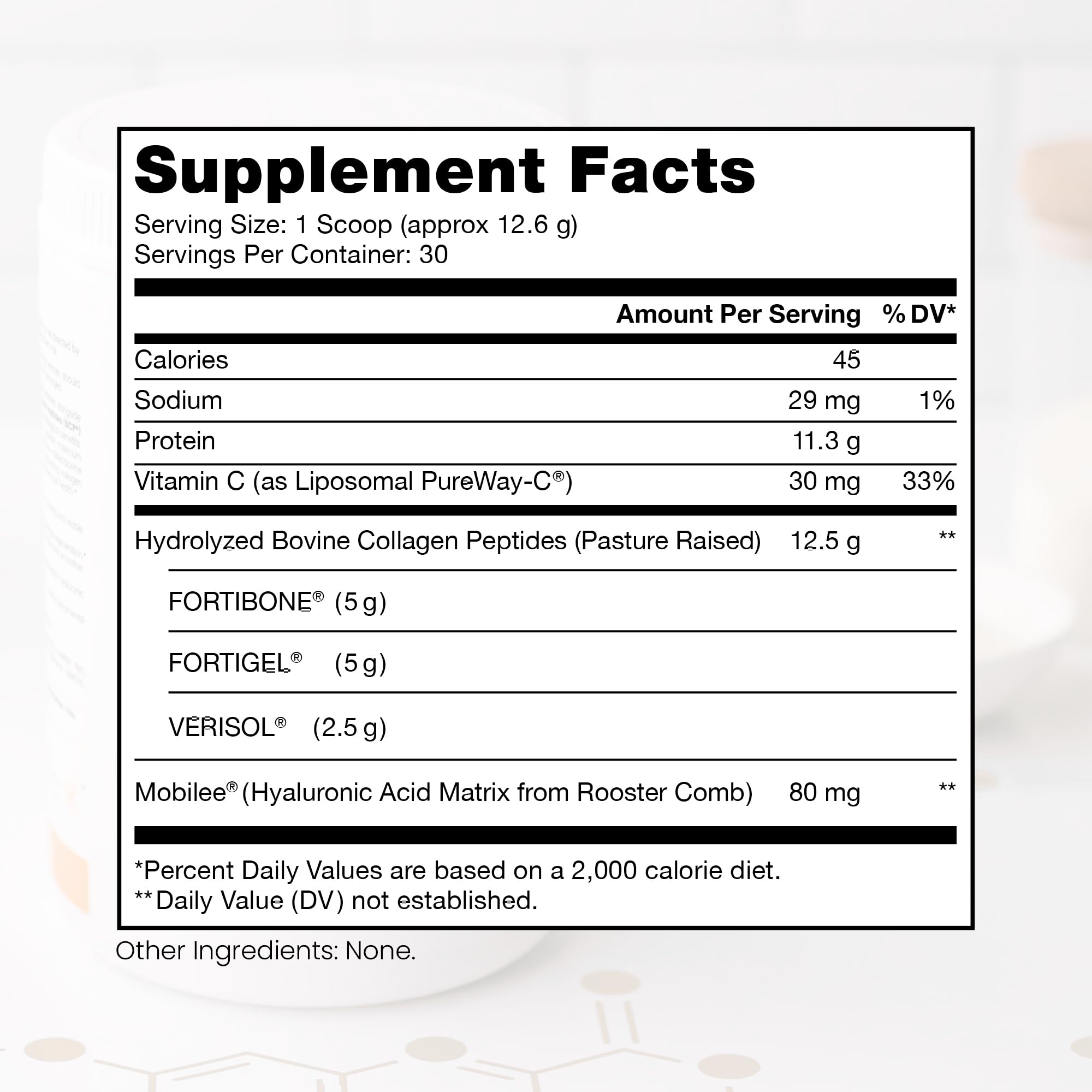 Unflavored TriActive Collagen Plus powder with scoop