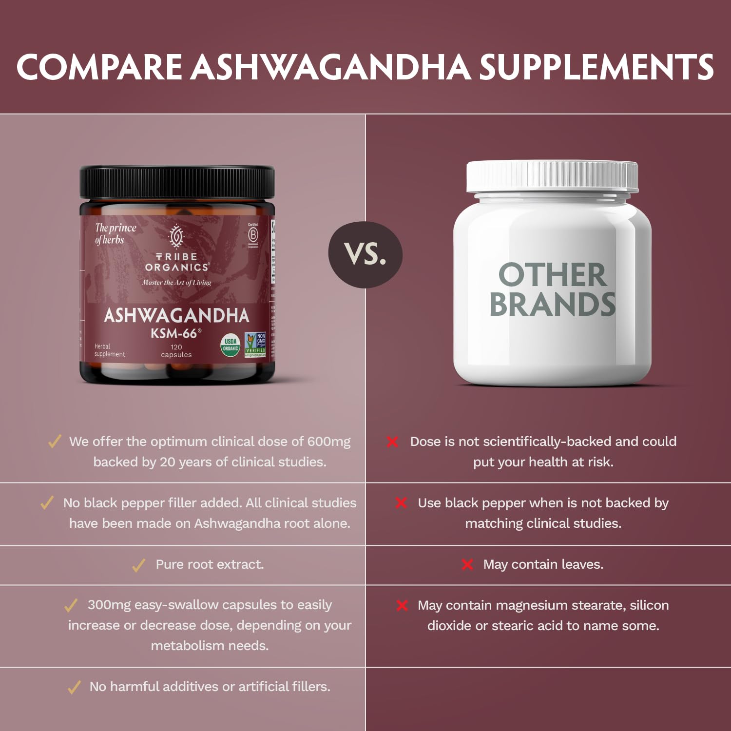 TRIBE ORGANICS Ashwagandha KSM66 night routine with water.