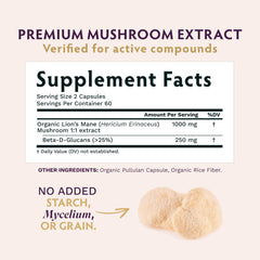 Close-up image of organic fruiting bodies used in Lion’s Mane extract