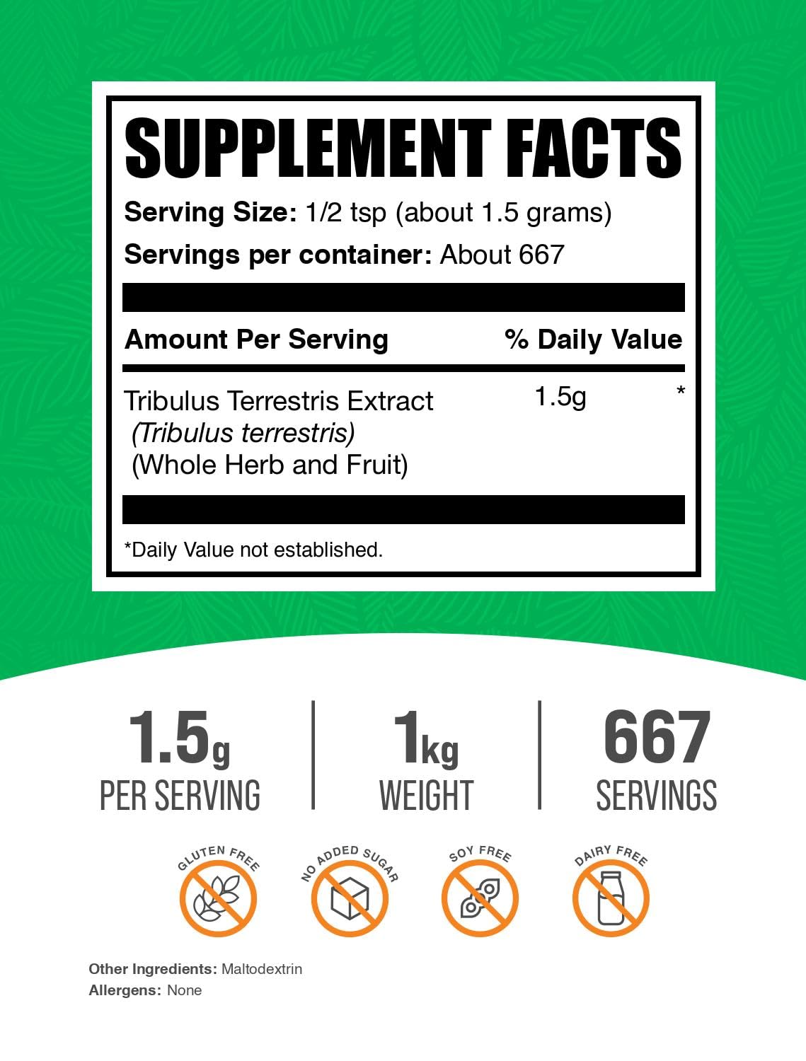 Tribulus Terrestris extract powder serving 1.5g