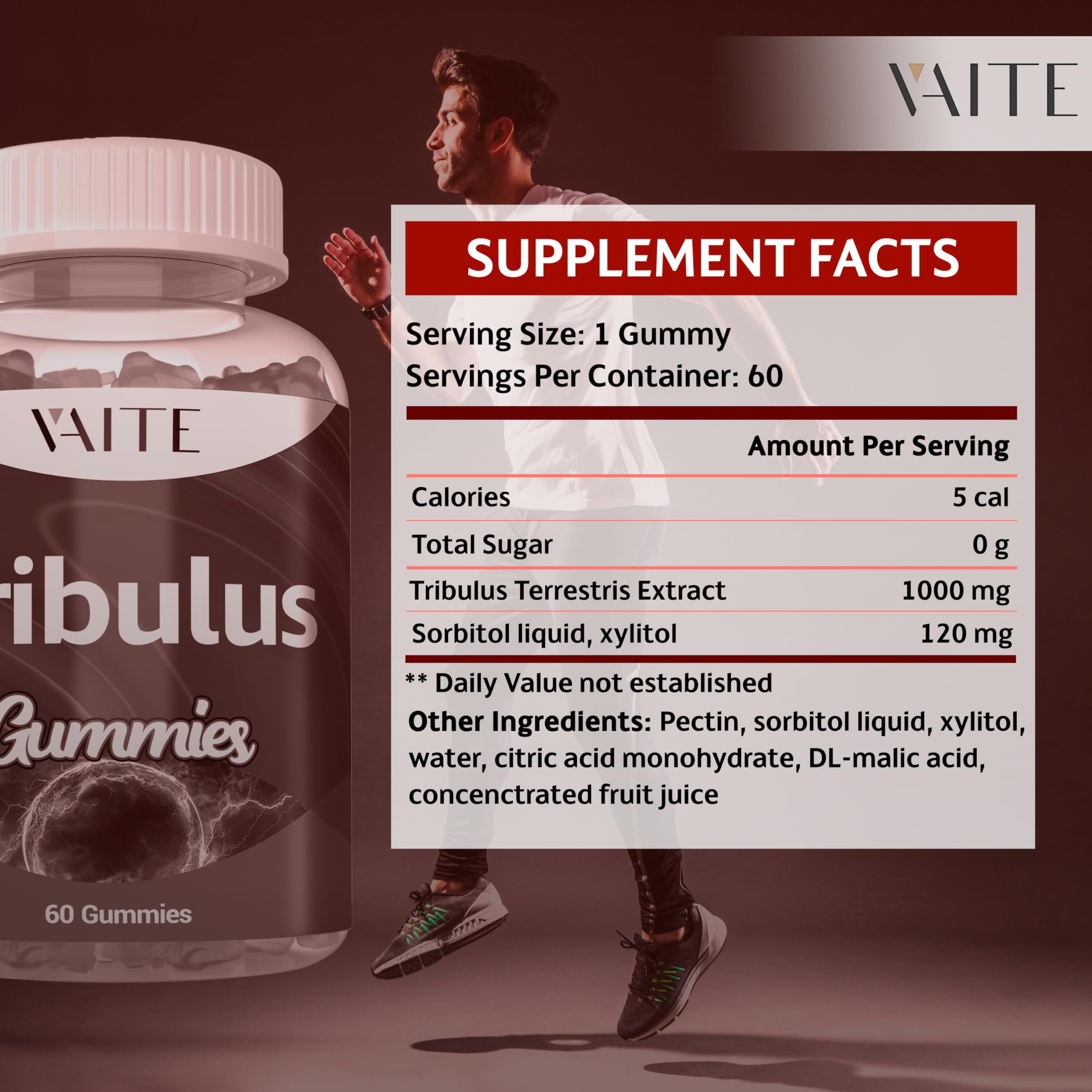 Close-up of Tribulus Terrestris 1000 mg gummies