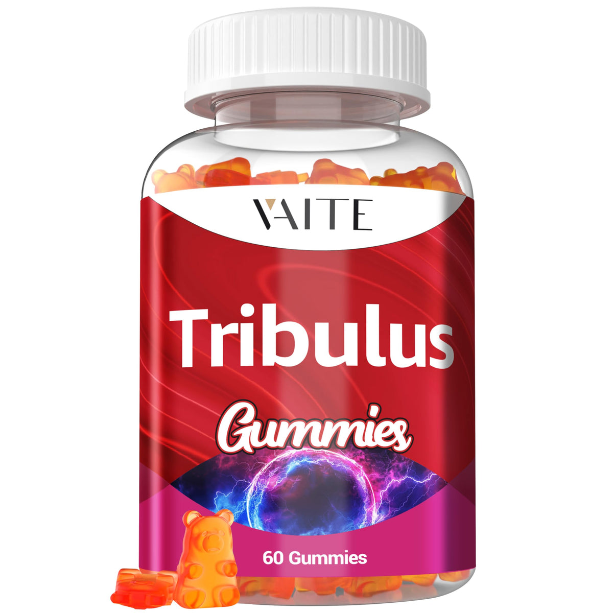 Tribulus Terrestris Gummies 1000 mg bottle and label – 60 chewables