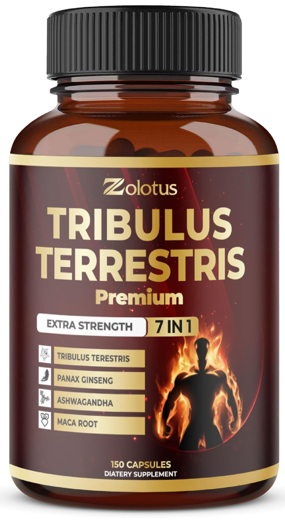 Tribulus Terrestris supplement bottle with 150 capsules