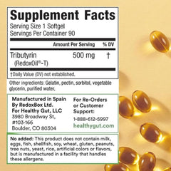 Label showing Tributyrin-X 99.9% purity