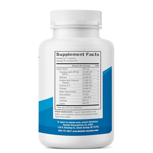 Back label showing ingredients for TriEnza Digestive Enzymes