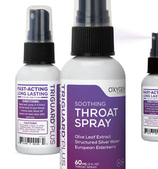 TriGuard Plus Throat Spray bottle front view (2oz, Made in USA)