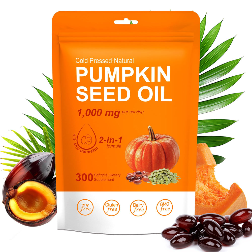Trihood Pumpkin Seed Oil with Saw Palmetto bottle and 300 softgels
