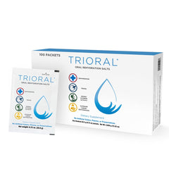 Front of TRIORAL Rehydration Electrolyte Powder package