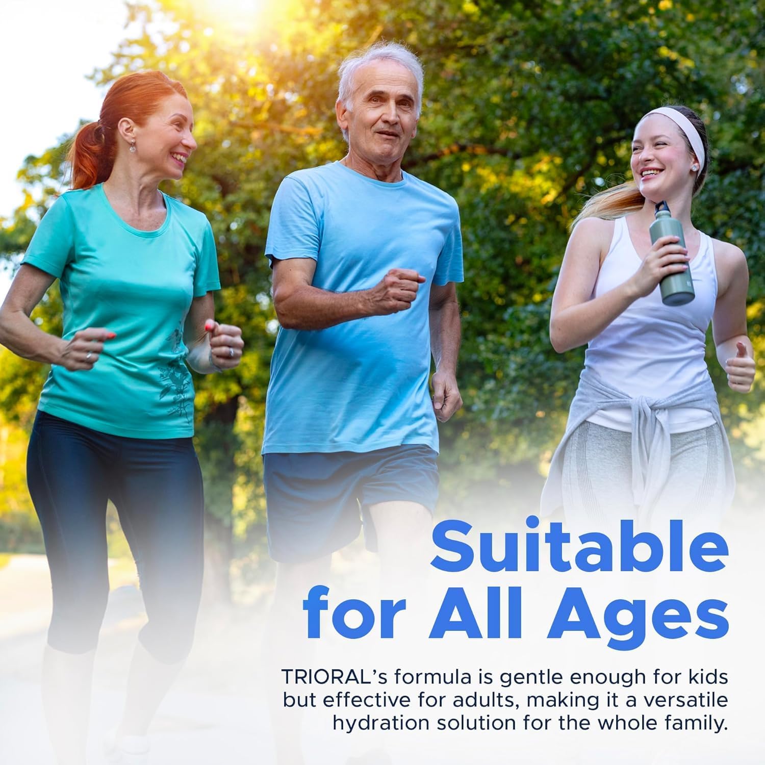 Glass of water with TRIORAL electrolyte powder mixed in