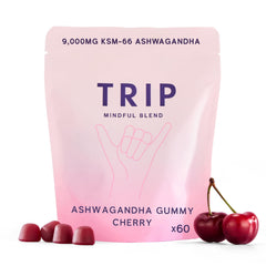 TRIP Ashwagandha Gummies front view in cherry flavor