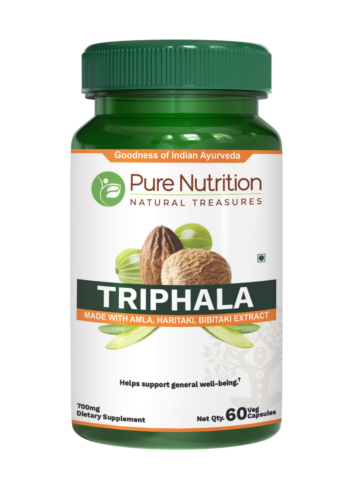 Pure Nutrition Triphala bottle label close-up